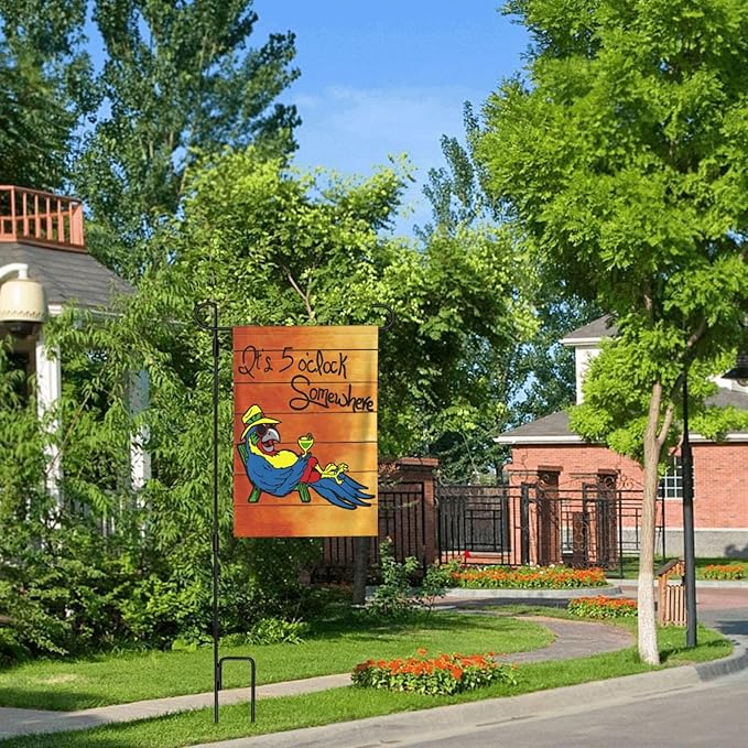 It's 5 O'Clock Somewhere Garden Flag 28x40 Inch Outdoor Decoration Banner Spring Summer Tropical Beach House Flags Yard Farmhouse Garden Deco Indoor Sign, Colour 1