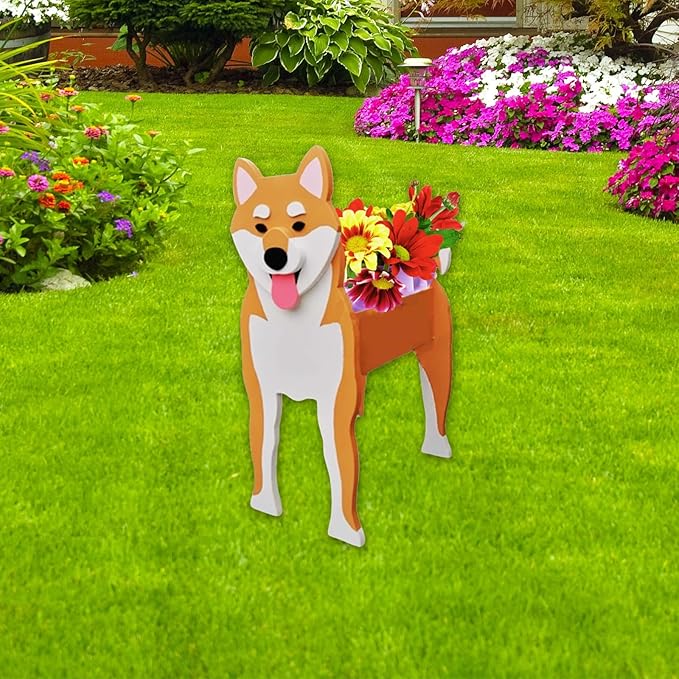 Shiba Inu Dog Planter Plant Pots,Cute Garden Dog Flower Planter,Dog Planters Birthday Gifts for Women,Office,Indoor/Outdoor Decor（9.45 * 5.71 * 12.13in）