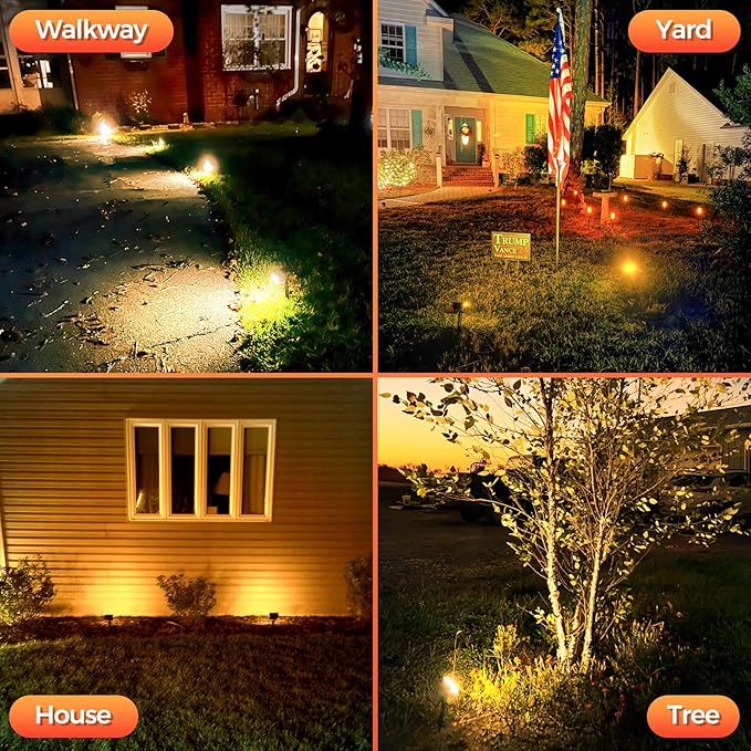 Solar Spot Lights Outdoor, 92 LEDs Landscape Lighting with 3 Lighting Modes and Auto On/Off, IP67 Waterproof Spotlights, Outdoor Solar Lights for Yard Garden, 8 Pack (Warm White)
