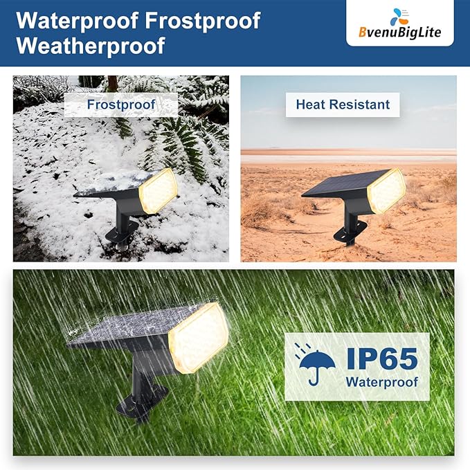 Waterproof Solar Lights Outdoor: IP65 Led Spot Light Decorations for Garden - 3 Lighting Modes Solar Powered for Yard - Dust to Dawn Uplighting Landscape Pathway Drive Patios 6PC Warm