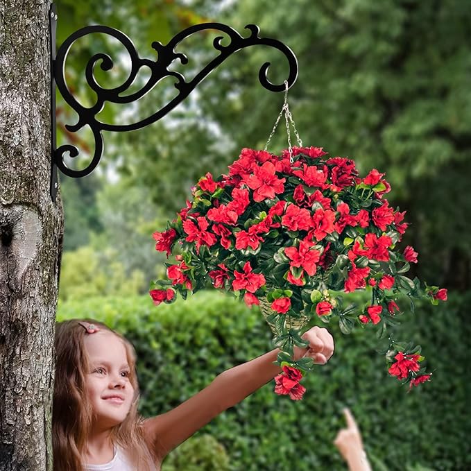 GSY 2 Pcs Hanging Plant Bracket 12-Inch,Wall Hook Hanging Plant Brackets,Black Iron Plants Indoor/Outdoor Planter Hangers Hooks,for Hanging Lanterns,Bird Feeders,Wind Chimes,Planters