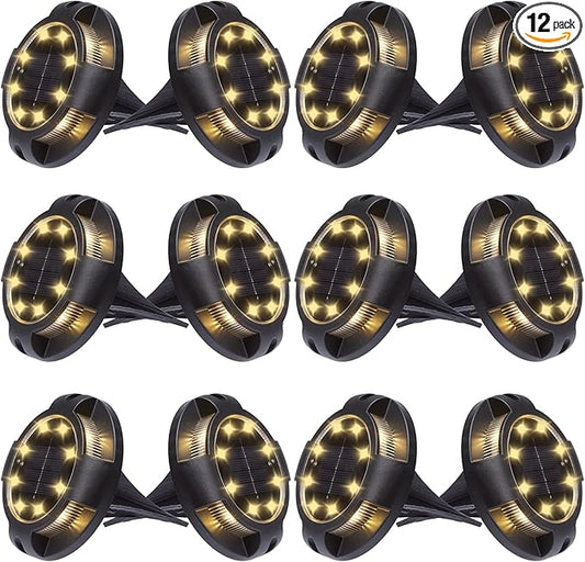 K.E.J. Solar Lights Outdoor Solar Lights for Outside 12 Pack Solar Lights Outdoor Waterproof Solar Garden Lights Landscape Lighting for Patio Pathway Lawn Yard Deck Driveway Walkway