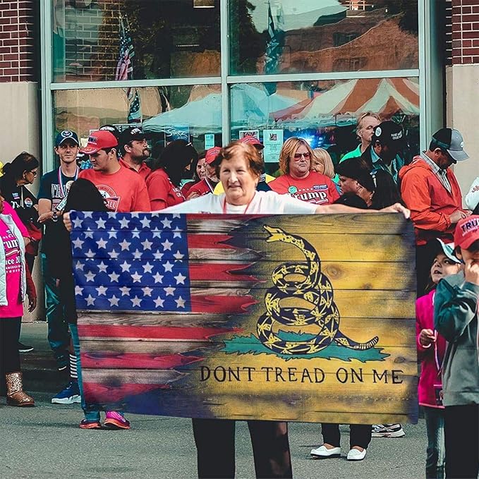 Us Flag Don‘t Tread On Me Flag 3x5 Feet Outdoor/Indoor Retirement Decoration Family America Flag Translucent Single Side Banner Sign