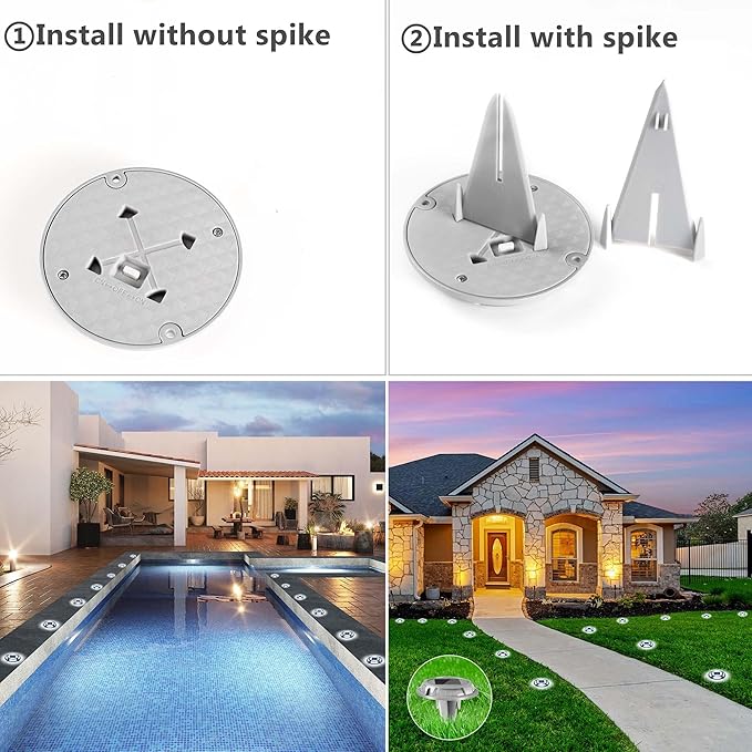 Solar Driveway Lights Outdoor - Solar Deck Lights 4PCS LED Decks Dock Marine Waterproof Driveways Marker lamp for Driveway Sidewalk Garden(Cool White/Warm White)