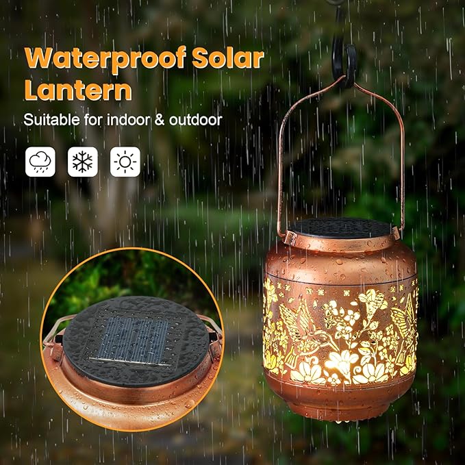 Gifts for Mothers Day Women Mom Grandma Solar Lantern Outdoor Waterproof Hummingbird Garden Decor Hanging Solar Lights Yard Decorations Outdoor, Birthday Gifts for Mom, Backyard, Patio, Porch