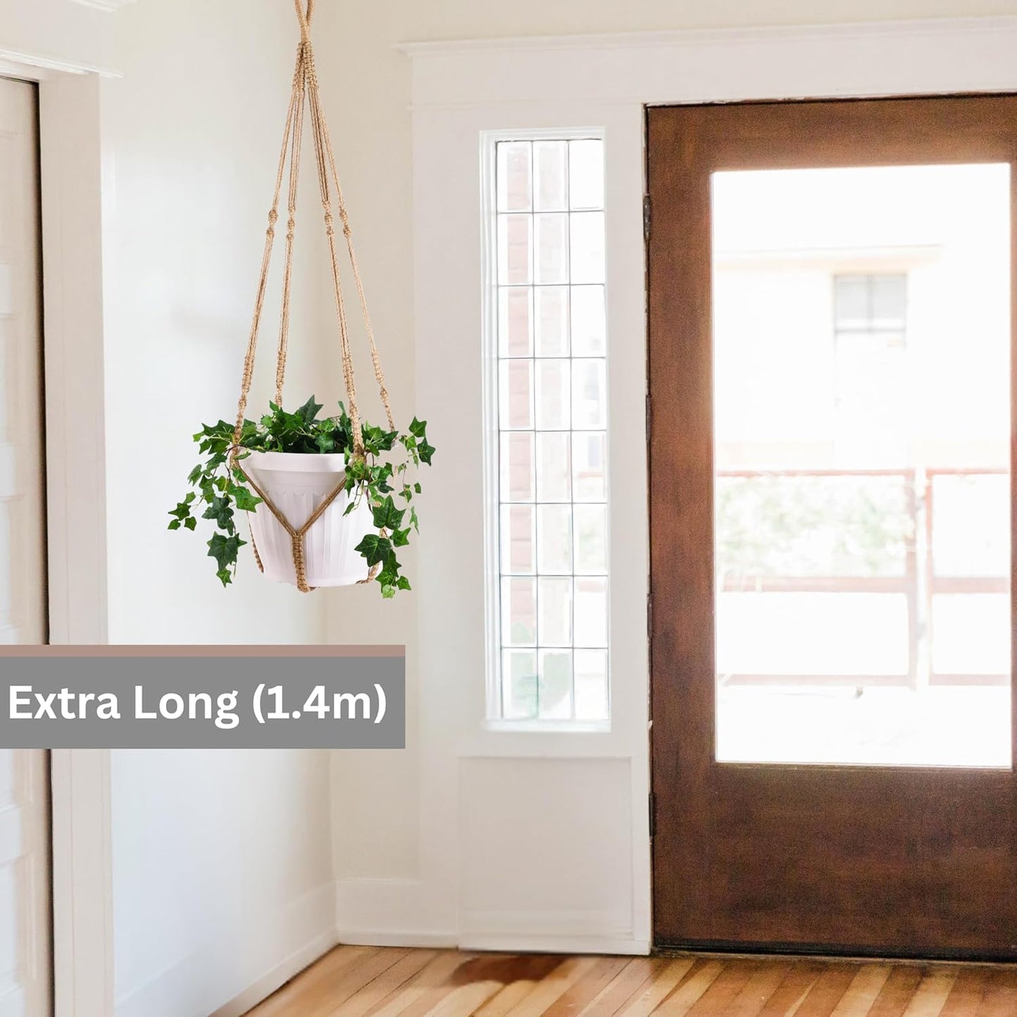 Giant XXL 55 Inches Macrame Planter Hanger Large for 15 inch Pot + Swag Hook | Extra Large Hanging Planter for Indoor Plants | No Pot/Plant Included (XXL Jute)