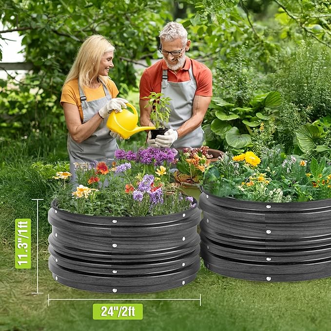 WORKPRO 3Pcs 2x2x1ft Galvanized Raised Garden Bed Set, Rust & Corrosion Protection, Easy Assembly, Safe Edge, Ideal for Vegetables & Flowers, Black