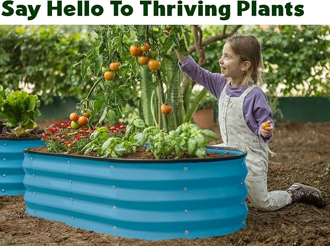 Galvanized Raised Garden Beds Outdoor // 4×2×1 ft (2-Pack) Planter Raised Beds for Gardening, Vegetables, Flowers (Teal) // Large Metal Garden Box