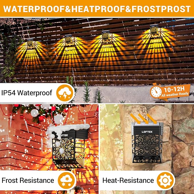 LOFTEK Solar Deck Lights, 12 Pack Solar Fence Lights, Outdoor Garden Decorative Light, Dusk to Dawn, Waterproof, Fence Post Light for Railing, Patio, Backyard, Stair, Step, Camping, Warm White