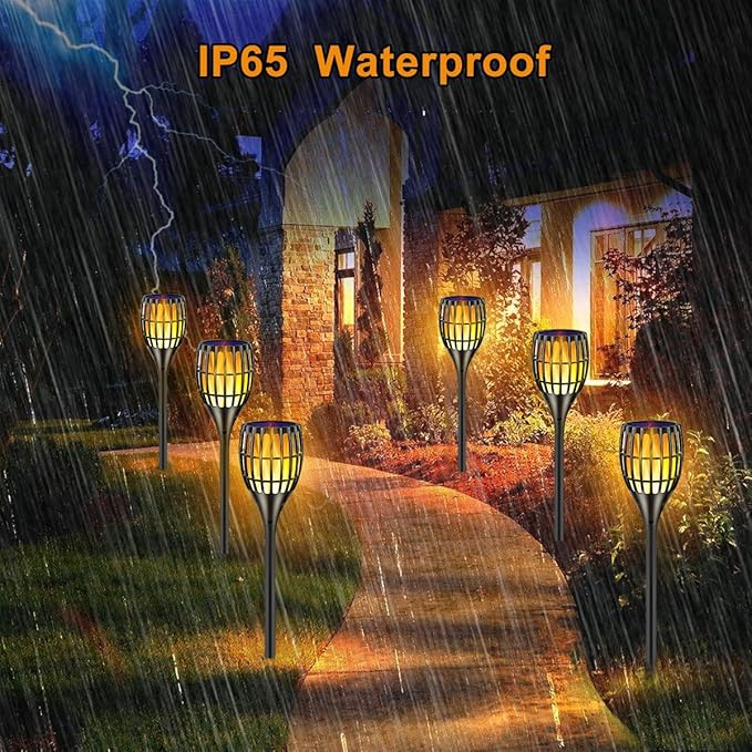 Outdoor Solar Lights Upgraded,Waterproof Flickering Flames Torches Lights Solar Spotlights Landscape Decoration Lighting Dusk to Dawn Auto On/Off Security Torch Light for Patio Driveway, 4P