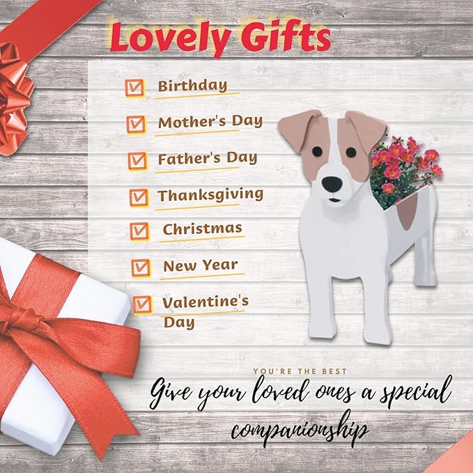 Jack Russell Dog Planter Plant Pots,Cute Garden Dog Flower Planter,Dog Planters Birthday Gifts for Women,Office,Indoor/Outdoor Decor（9.45 * 6.97 * 12.2in）