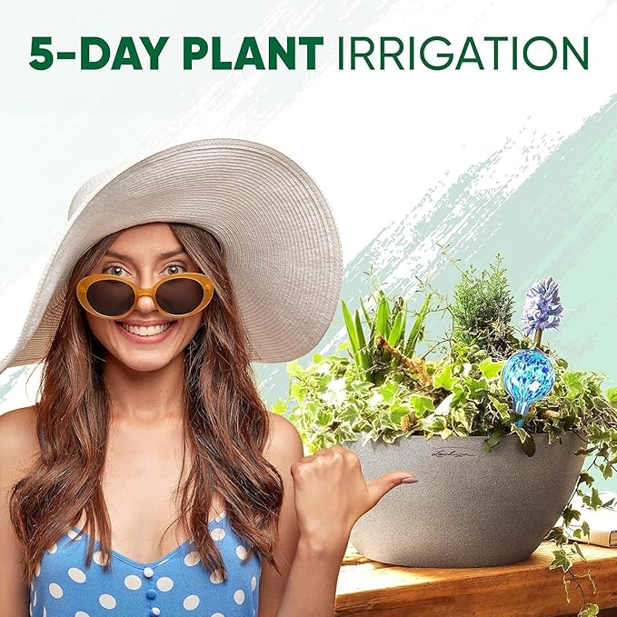 Plant Watering Globes Set of 8 - Small Self Watering Globes for Indoor & Outdoor Plants - Multicolored, Automatic, Glass Watering Bulbs for Daily Use, Plant Watering Devices