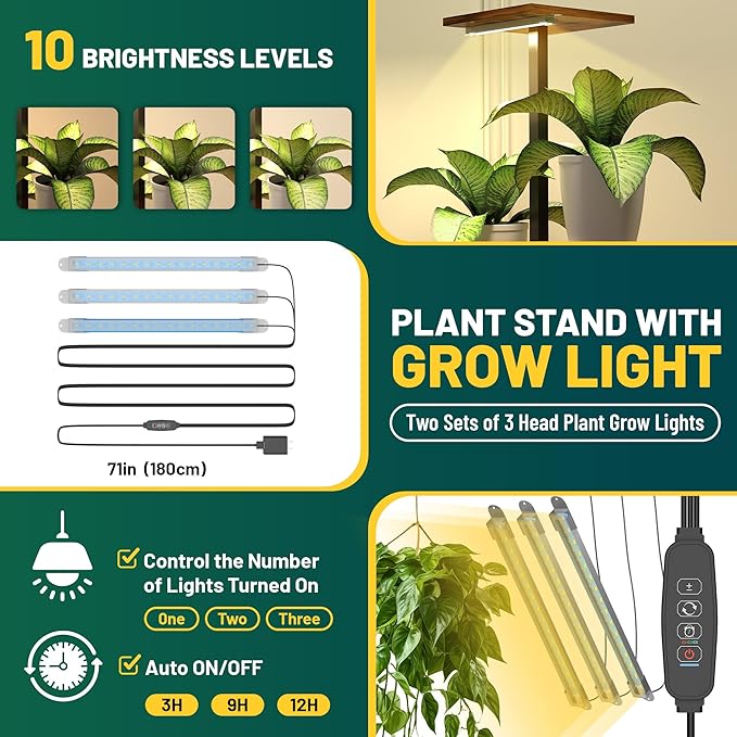 Plant Stand Indoor with Grow Light, 2-Pack Metal Plant Shelf with 6 Grow Lights, 5 Tiered Corner Plant Stand Shelves for Indoor Plants Multiple, Plant Rack Display Flower Holder for Living Room, Patio