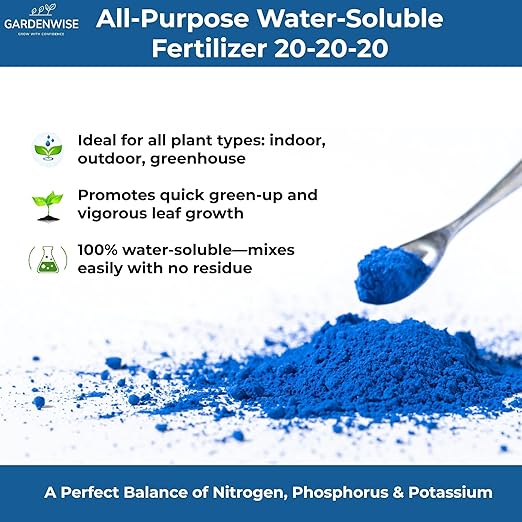 20-20-20 Water-Soluble Fertilizer – Powder for Liquid Plant Food for Indoor & Outdoor Plants, Orchids, Vegetables, Lawns, Flowers – 20 20 20 Fertilizer 4 Quarts (8 lbs)