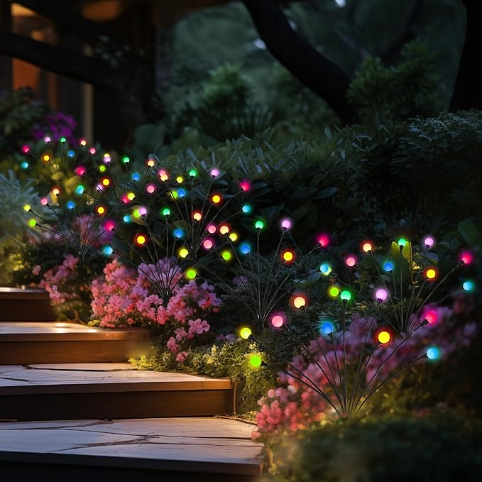 Solar Christmas Decoration, 20 LED Firefly Garden Lights Solar Outdoor, Solar Lights for Outside Sway by Wind,Solar Lights Outdoor Waterproof for Yard Patio Pathway Decoration (2 Pack)