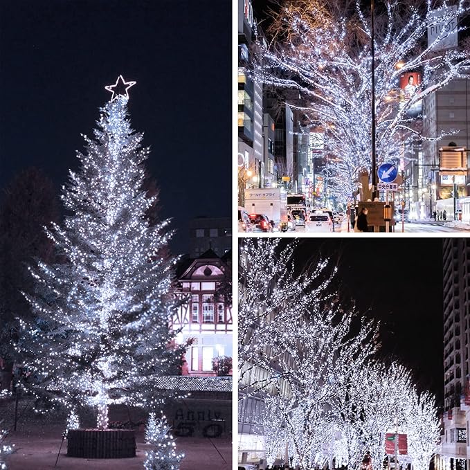 Solar String Lights Outdoor, 2-Pack Each 72FT 200 LED Solar Christmas Twinkle Lights Outside Waterproof Copper Wire with 8 Modes Solar Fairy Lights for Garden Tree Birthday Christmas Decor(Cool White)