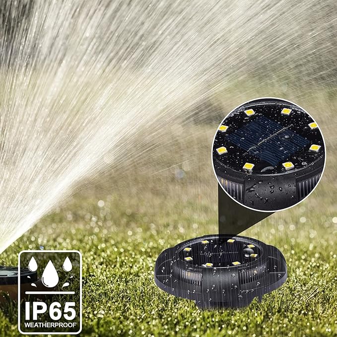 K.E.J. Solar Ground Lights 12 Pcs Disk Lights Outdoor - Waterproof In-Ground Lights,Solar Landscape Lighting as Valentine's Day Decorations Outdoor for Garden Pathway Yard Deck Walkway Driveway