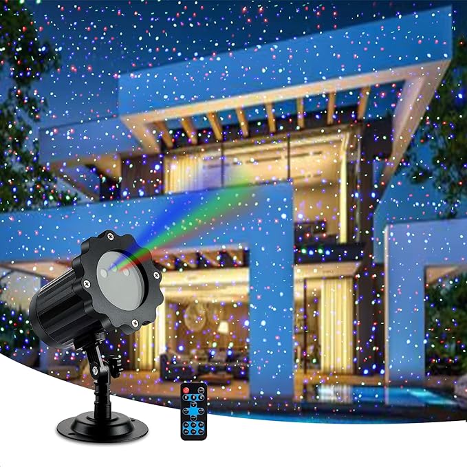 Christmas Laser Projector Light, Wide Coverage RGB Holiday Laser Light Projector Outdoor, Waterproof Laser Star Projector with Remote and Timer for Xmas, Party, Garden, House Decoration