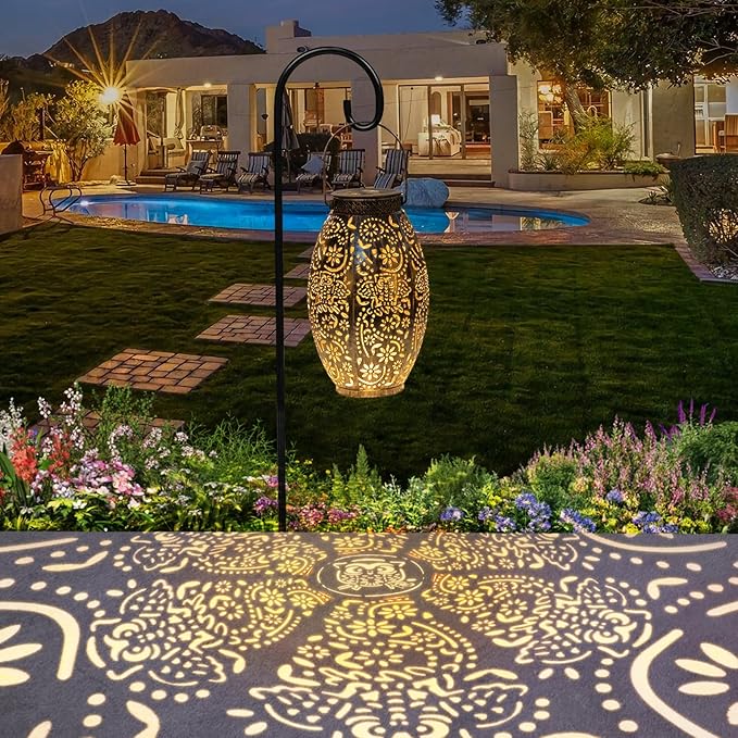 Owl Solar Outdoor Lantern Waterproof, Garden Decor Gifts for Women, LED Metal Garden Solar Lights for Porch, Yard, Patio Ornaments, Mothers Day Gifts for Mom Grandma (Antique Bronze,1Pack)