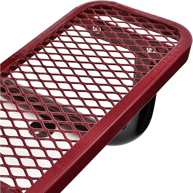 Global Industrial 4 ft. Expanded Metal Rectangular Outdoor Steel Picnic Table, Red