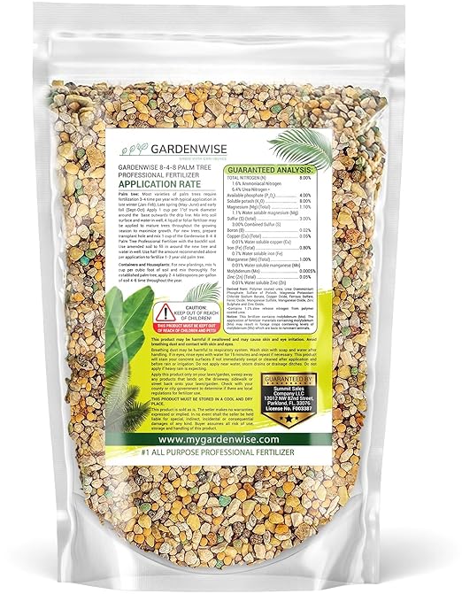 8-4-8 Professional Palm Tree Fertilizer Plant Food; for Indoor Potted Plants and Outdoor Landscape Palm Trees; Quick-Release Nitrogen Fertilizer and Continuous Feeding (1 Quart)