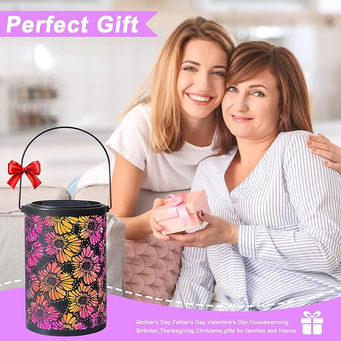 Solar-Powered Iron Art Lantern - Two Lighting Modes Waterproof Hanging Ambiance Lighting for Gardens & Patios, Perfect as Decorative Gift Housewarming Gift Mom Gifts (Leaf)