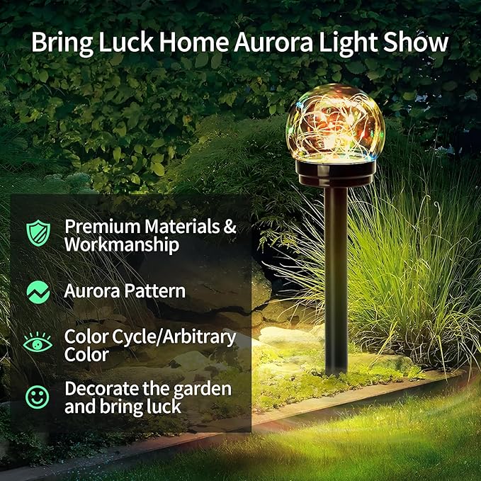 Solar Lights Outdoor Garden Decor Multi-Color Changing Globe LED Waterproof Lamp,Birthday Gifts for Women Mom Grandma,for Yard Lawn Backyard Landscape Pathway Patio Outside Gardening Gifts-4 Pack