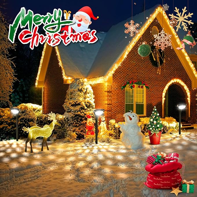 JSOT Solar Pathway Lights- 4 Pack Solar Outdoor Lights Waterproof Landscape Lighting Outdoor for Outside Garden Yard Backyard Driveway Walkway, Cool Light & Warm Light