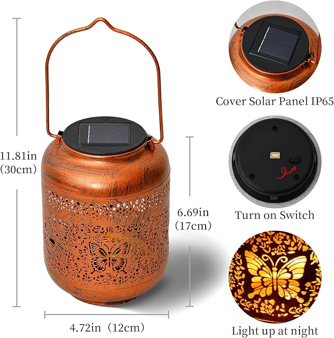 Outdoor Solar Lantern Decorative Waterproof Solar Lights for Yard, Patio, and Garden (Butterfly )