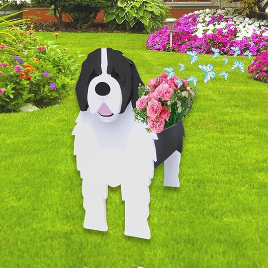 Newfoundland Dog Planter Plant Pots,Cute Garden Dog Flower Planter,Dog Planters Birthday Gifts for Women,Office,Indoor/Outdoor Decor（9.45 * 6.77 * 13.99in）