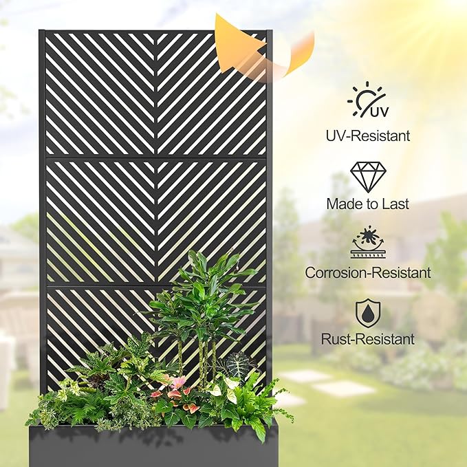 Raised Garden Bed with Trellis and Wheels,73"x35"x16" Metal Raised Garden Bed,Black Parallel Metal Planter with Climbing Trellis for Vines & Vegetables