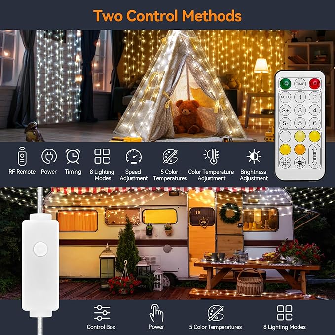 HOUHUI Fairy Lights Plug in,50Ft Warm to Cool White Indoor Outdoor String Light with Remote,8 Modes 2700K-6500K Dimmable White Fairy Twinkle Lights IP67 Waterproof for Christmas Bedroom Party Decor