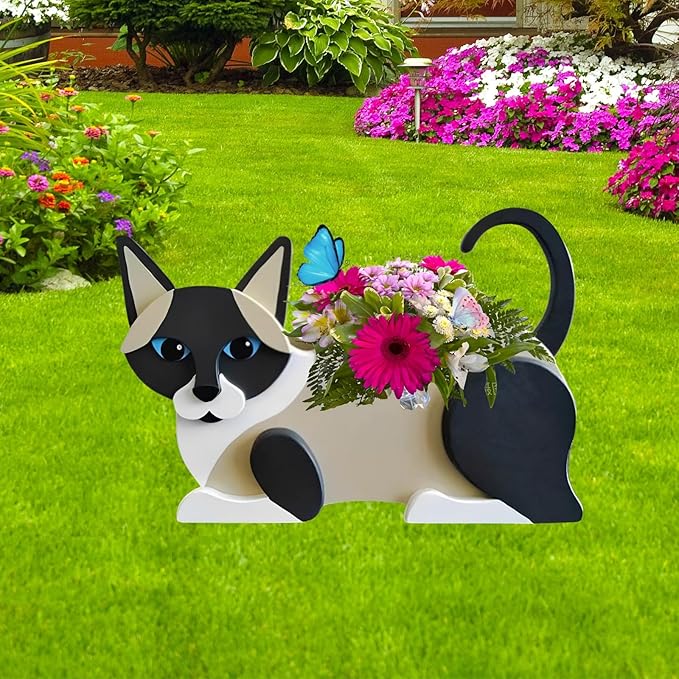 Siamese Cat Planter Plant Pots,Cute Garden Dog Flower Planter,Dog Planters Birthday Gifts for Women,Office,Indoor/Outdoor Decor(12.5 * 5.6 * 7.8in)
