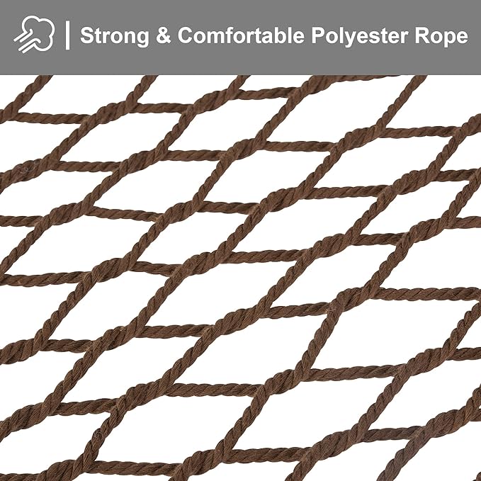 SUNCREAT Portable Hammock with Stand,Heavy Duty Standing Hammock, 450 lbs Capacity, Brown