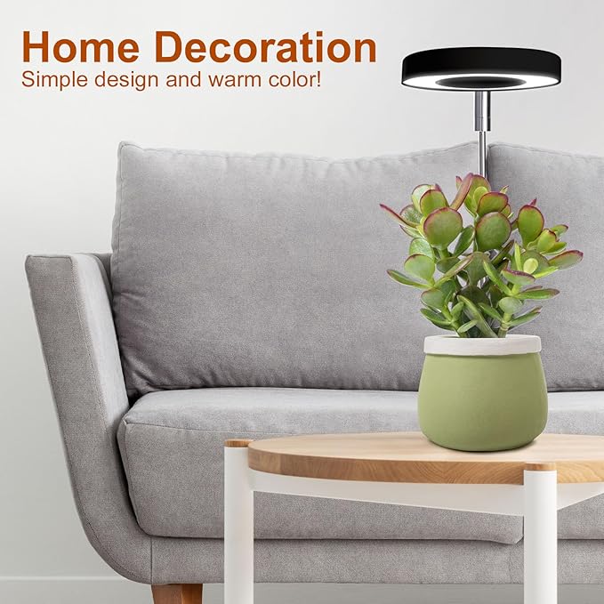 Grow Lights for Indoor Plants Small Potted - Full Spectrum, Auto 3/9/12H Timer, 10-Level Dimming & Adjustable Height - Compact Grow Light for Succulents, Herbs, Foliage in Home/Office (Black,1PACK)