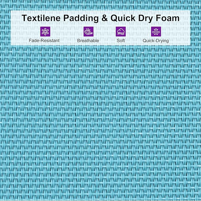 PURPLE LEAF Outdoor Chaise Lounge Set Staight Legs Adjustable Sunbathing Recliner with Side Table for Poolside Beach Outside Patio Aluminum Chaise Lounger Blue