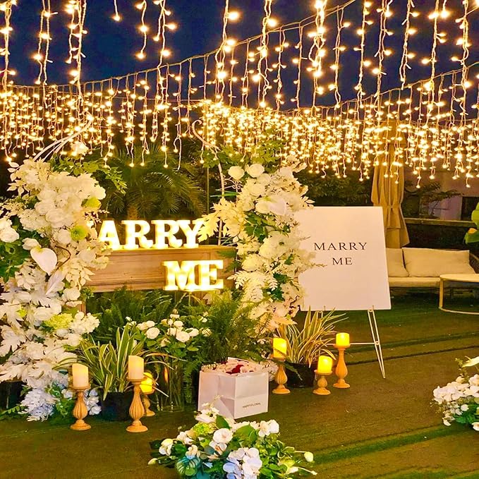 Christmas Icicle Lights Outdoor, 640 LED 66FT Icicle Lights for Outside with 8 Modes Timers, Waterproof Plug in Connectable Christmas Light for House Yard Patio Eave Wedding Decorations, Warm White