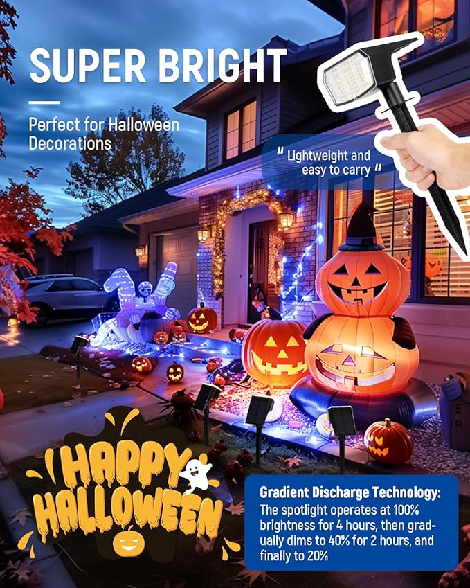 Solar Spot Lights Outdoor Waterproof 6 Pack IP65, 63 LED 3 Lighting Modes Spotlights for Yard Garden House Garage Pathway