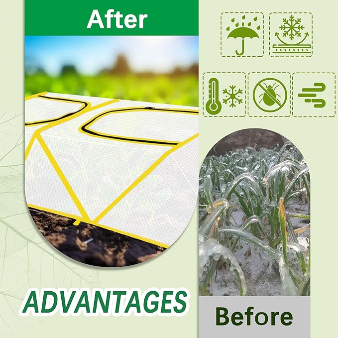 47.2" *14.6" *13.4" Foldable Garden Row Accelerator Plants Cover for Raised Garden Bed, Mini Greenhouse Cover with Two Air Hole and Breathable Mesh, Frost Cover for Plant Vegetable Seedling Protector