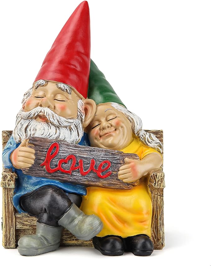 Garden gnome statue for outdoor decor,Couple in love gnomes figurine for patio lawn yard garden outdoor decoration,garden sculptures & statues,knome romantic indoor ornament forever lover gift