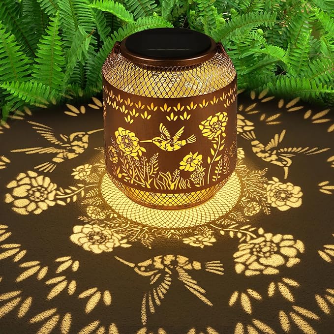 Solar Lanterns Outdoor Waterproof Christmas Birthdays Gifts for Women Mom Grandma Butterfly Garden Decor Metal Hanging Solar LED Lights for Patio(Hummingbird)