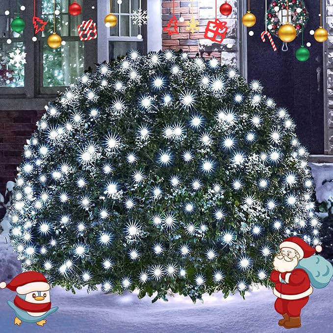 JMEXSUSS 360 LED Net Christmas Lights Outdoor Waterproof, Connectable 12ft x 5ft, 8 Modes with Remote