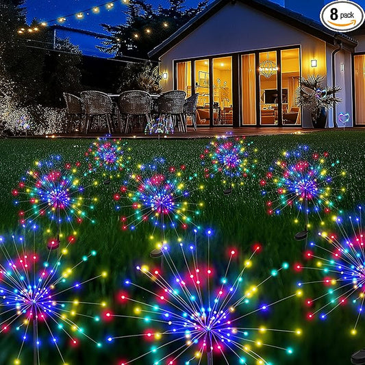 Garden Decor Solar Lights Outdoor,8Pack 120LED Waterproof Colorful Solar Garden Lights Your Outdoor Decoration,Yard, Patio, Porch,Flower Pot,Pathway,Christmas