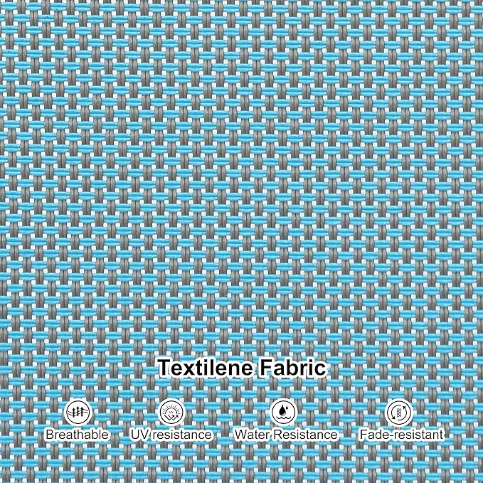 PURPLE LEAF Lounge Chair Outdoor Set of 4 White Aluminum Lounge Chairs with Wheels and Table Outdoor Chaise Lounge for Patio Pool Yard, Turquoise