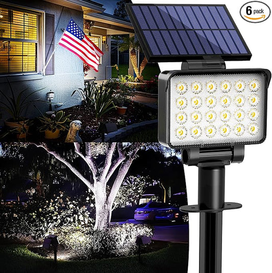 Solar Spot Lights Outdoor Waterproof for Flag, Tree, House, Garden, Yard, Landscape Spotlights for Accent Uplighting Halloween Christmas Decorations-6 Pack