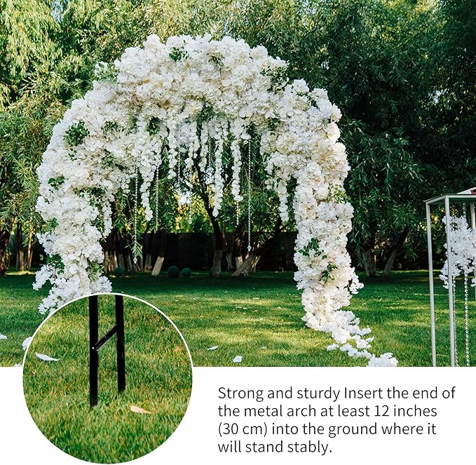 RUBFAC Metal Garden Arch, Wedding & Event Decoration, Garden Trellis for Climbing Plants, Assemble Freely 2 Sizes for Various Climbing Plant Roses Vines Bridal Party Decoration, Black, 1 Pack