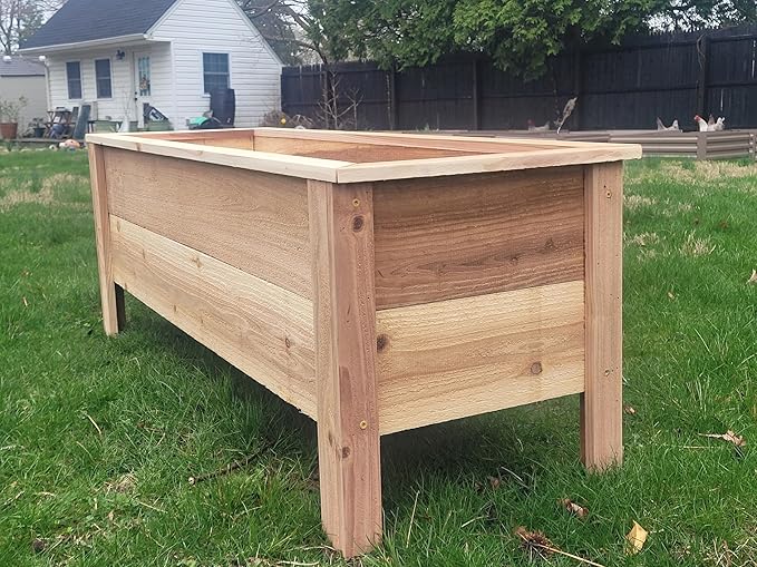 Handmade Custom Heavy Duty Rectangular Raised Cedar Wood Garden Planter Box – 46", 36", 24" – Indoor/Outdoor Farmhouse Style for Flowers & Vegetables – Made in USA (24" L x 15.5" W x 16.5" H)