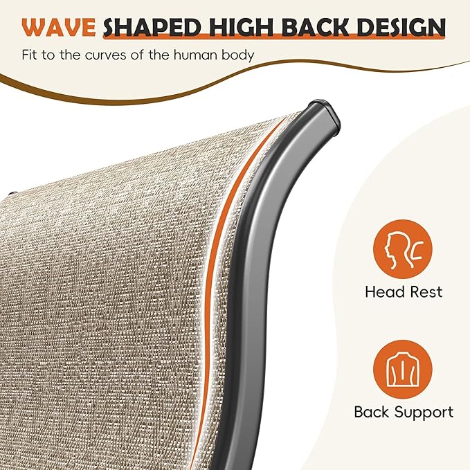 UDPATIO Patio Dining Chairs Set of 6, High Back Wide Seat Outdoor Furniture Chairs with All Weather Breathable Textilene, for Garden Lawn, Brown