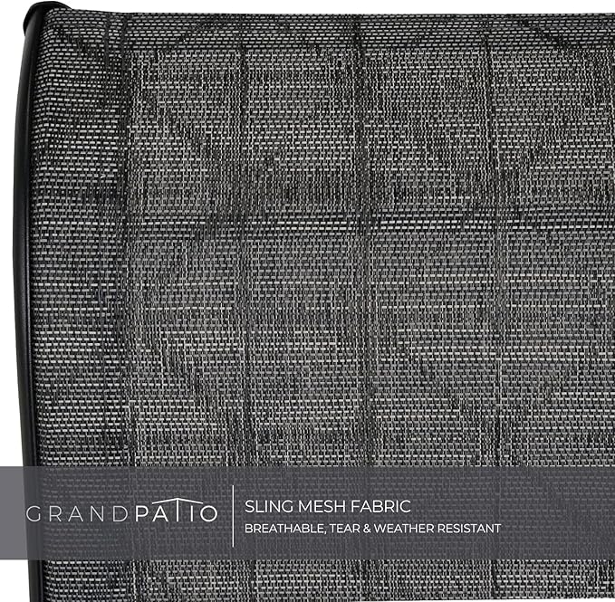 Grand patio Outdoor Swivel Dining Chairs 6-Piece Patio Dining Chair Set Mesh Sling Patio High Back Swivel Rockers, Black & Grey Plaid