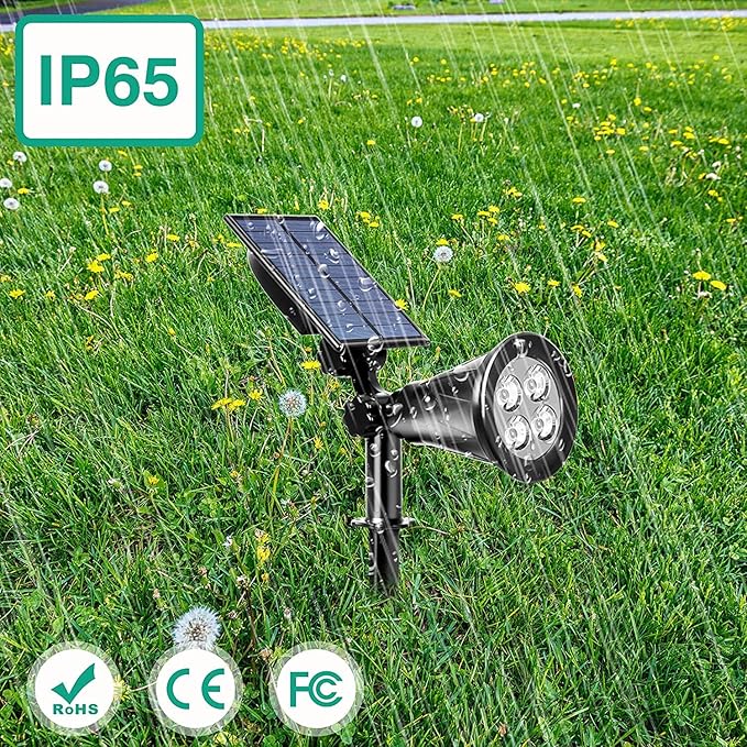 T-SUNUS Solar Landscape Spotlights IP65 Waterproof Blue Lights Outside Auto On/Off Yard Lighting 2 Modes for Halloween Christmas Outdoor Tree Driveway Garden Flag Pond Pool Statue Backyard 4-Pack